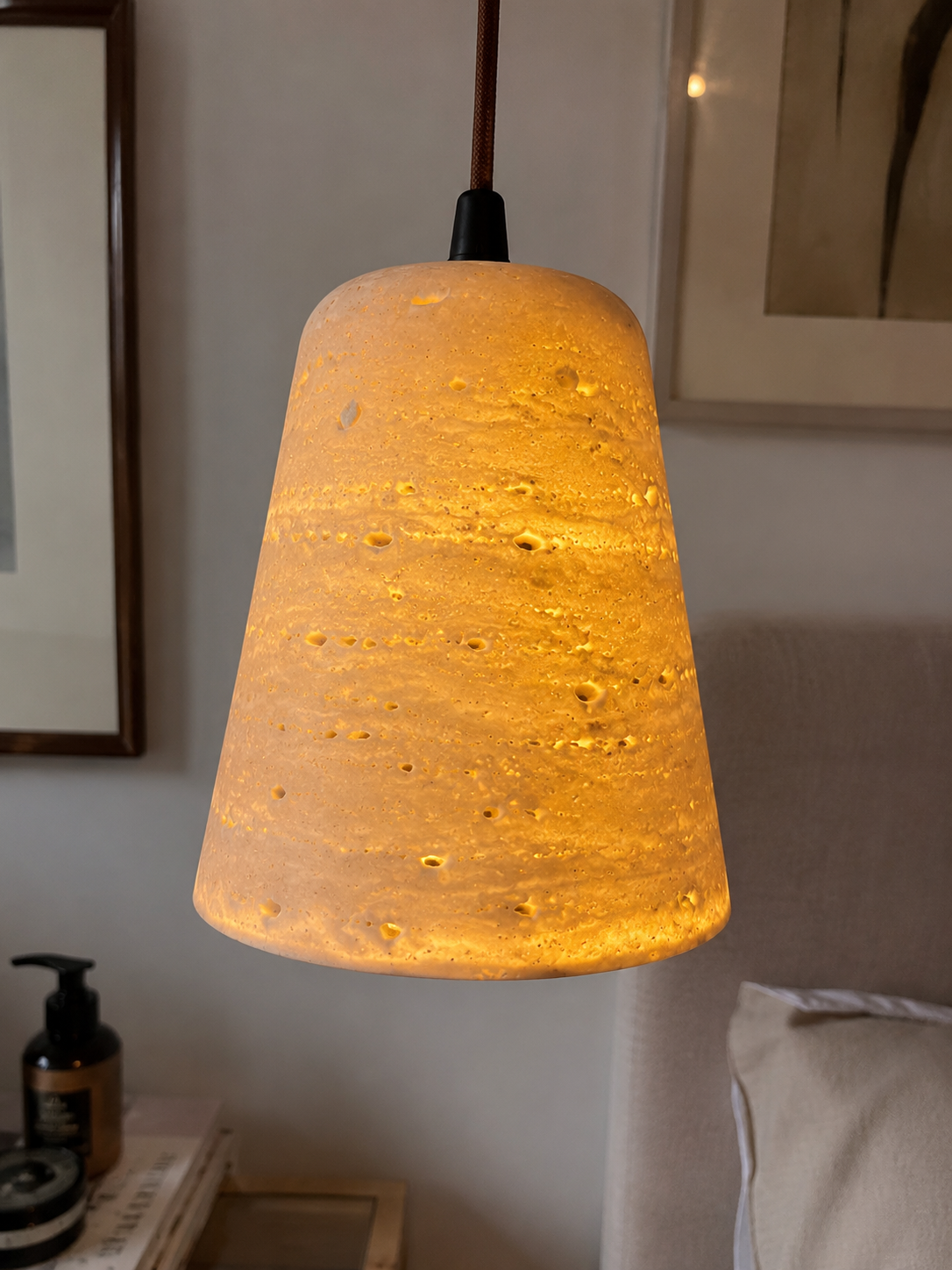 Nala | Travertine Cone Pendant Light