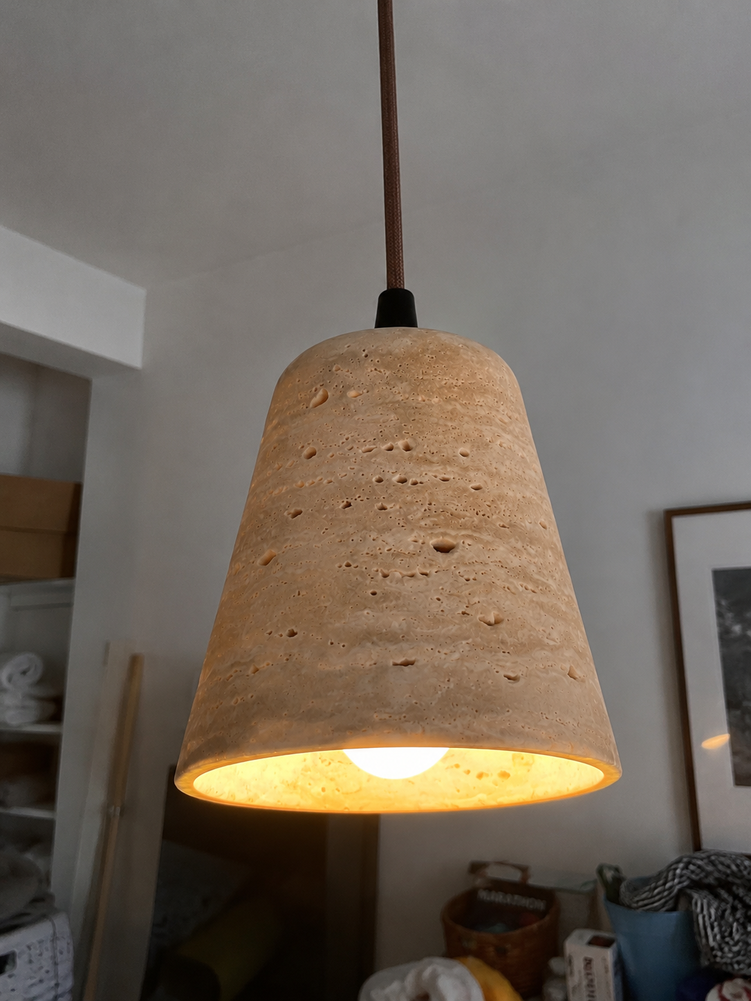 Nala | Travertine Cone Pendant Light