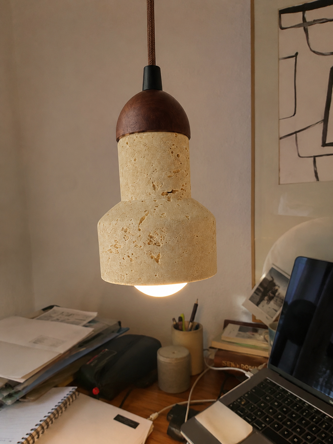 Calice | Travertine Cup Pendant Light