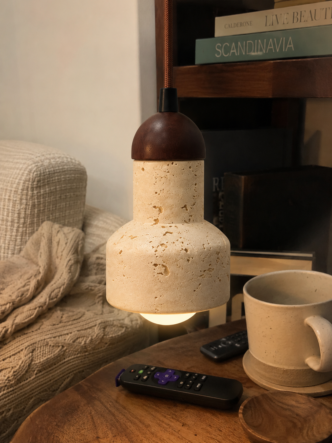 Calice | Travertine Cup Pendant Light