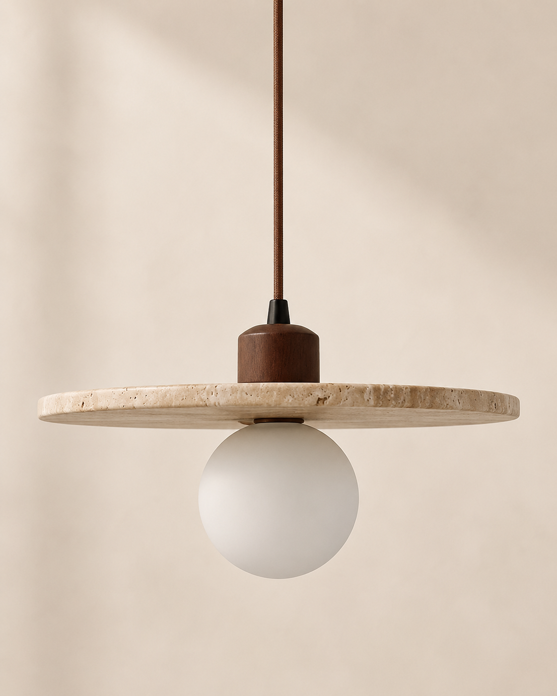 Piatto | Travertine Disc Pendant Light