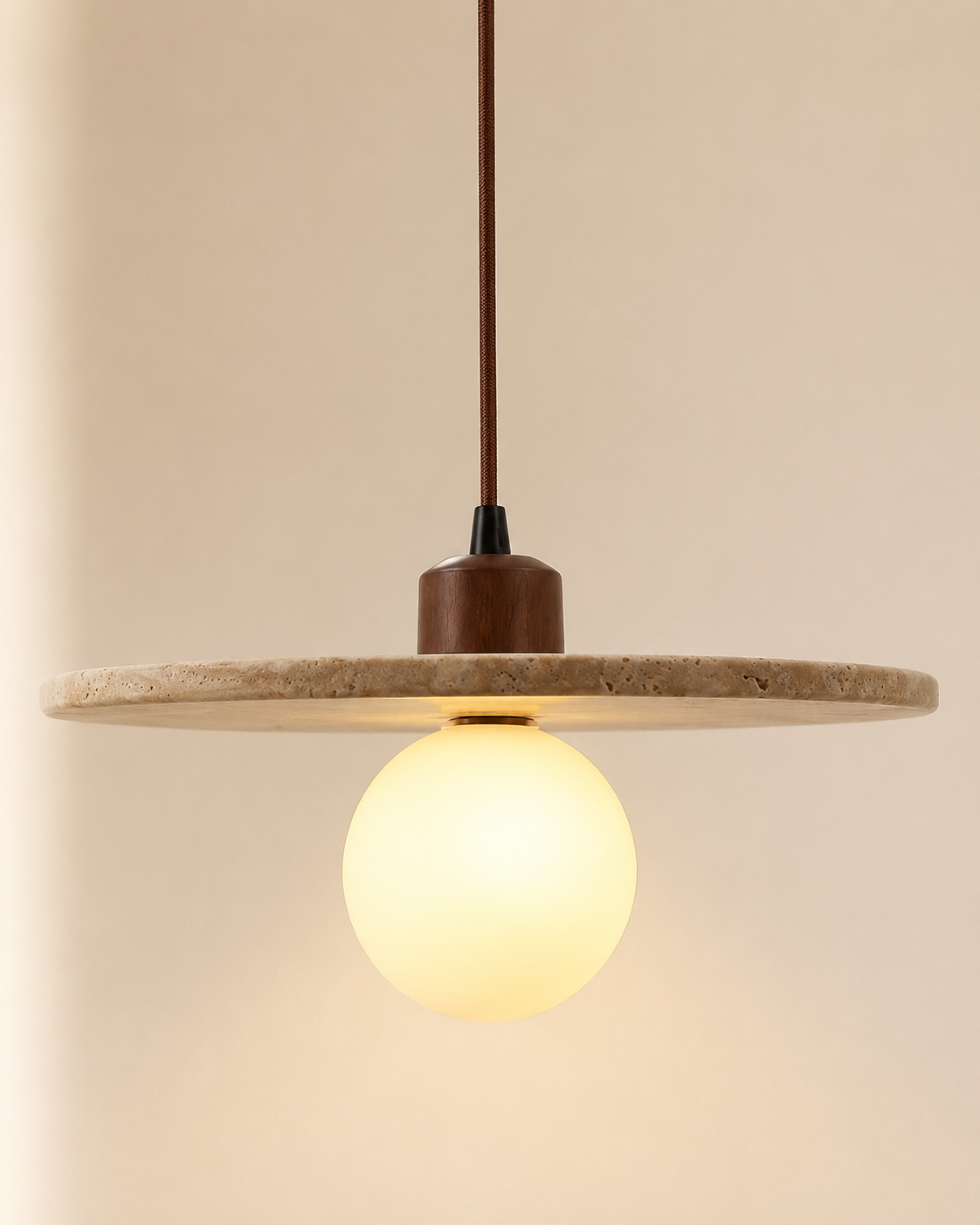 Piatto | Travertine Disc Pendant Light