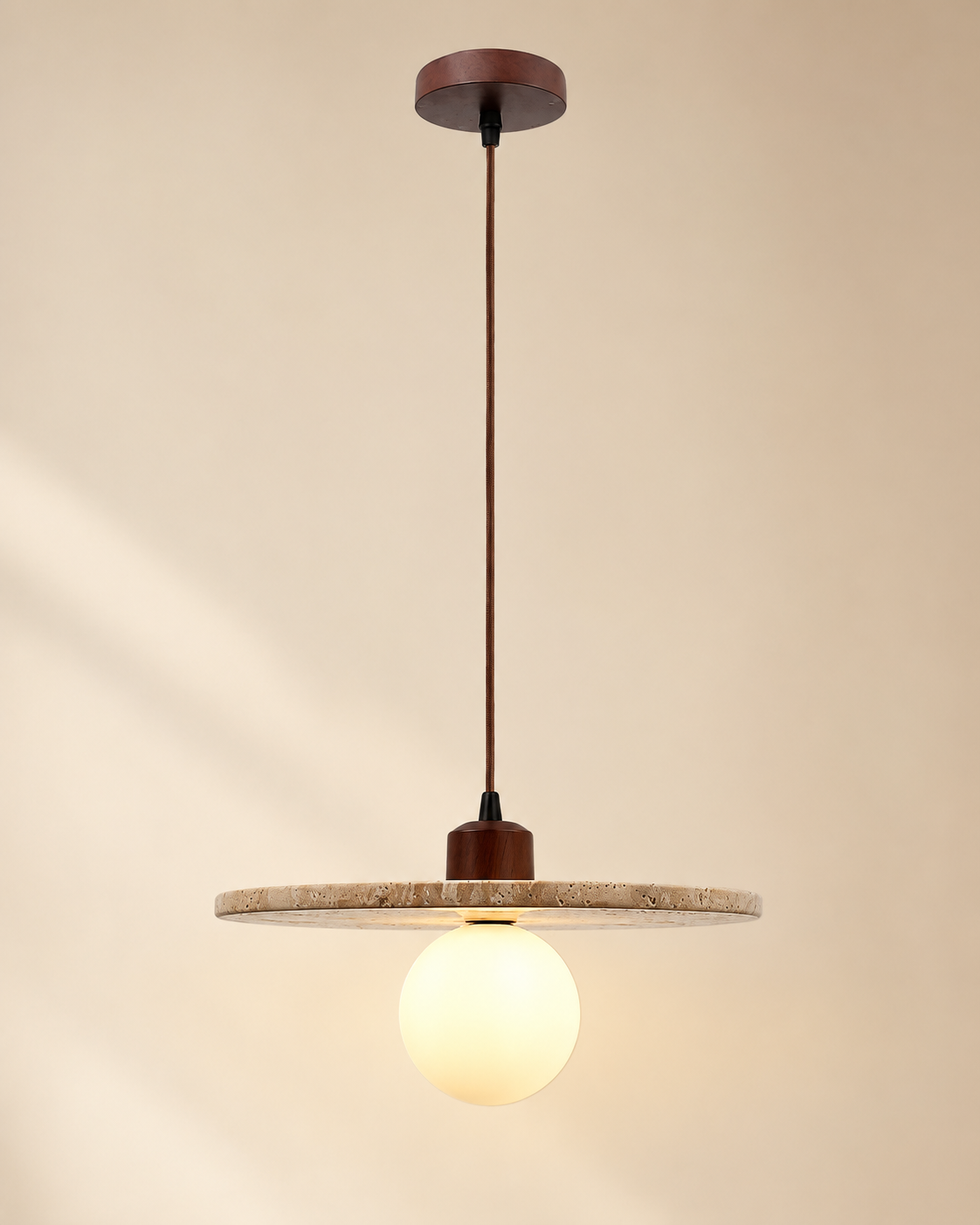 Piatto | Travertine Disc Pendant Light