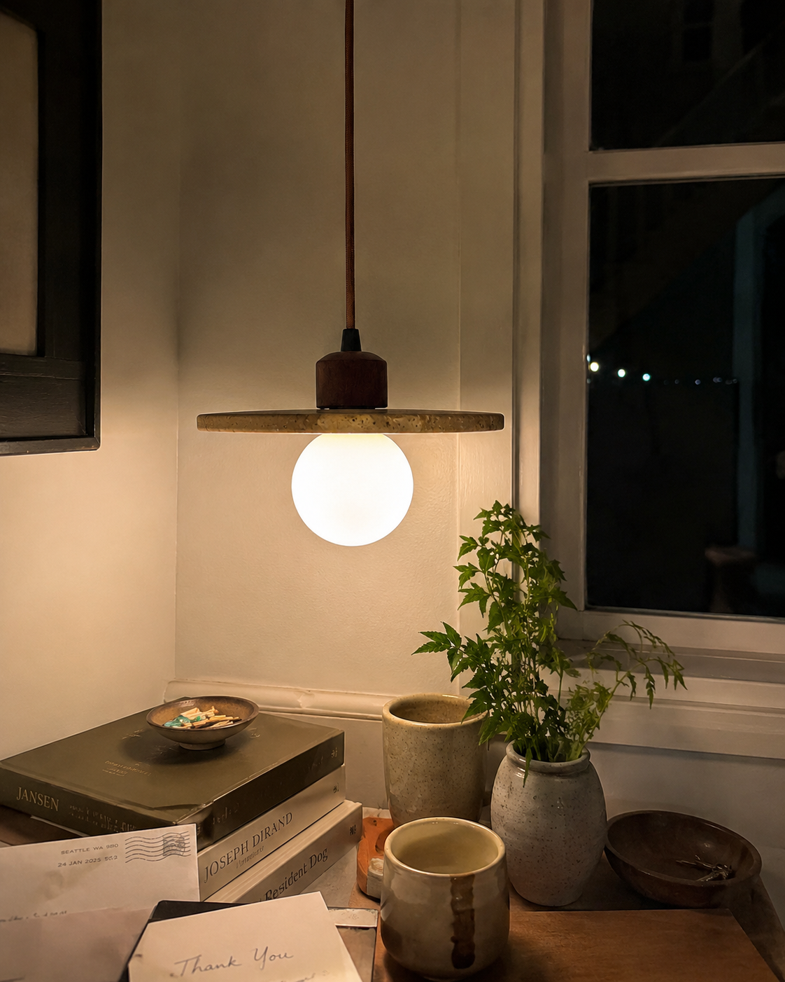 Piatto | Travertine Disc Pendant Light
