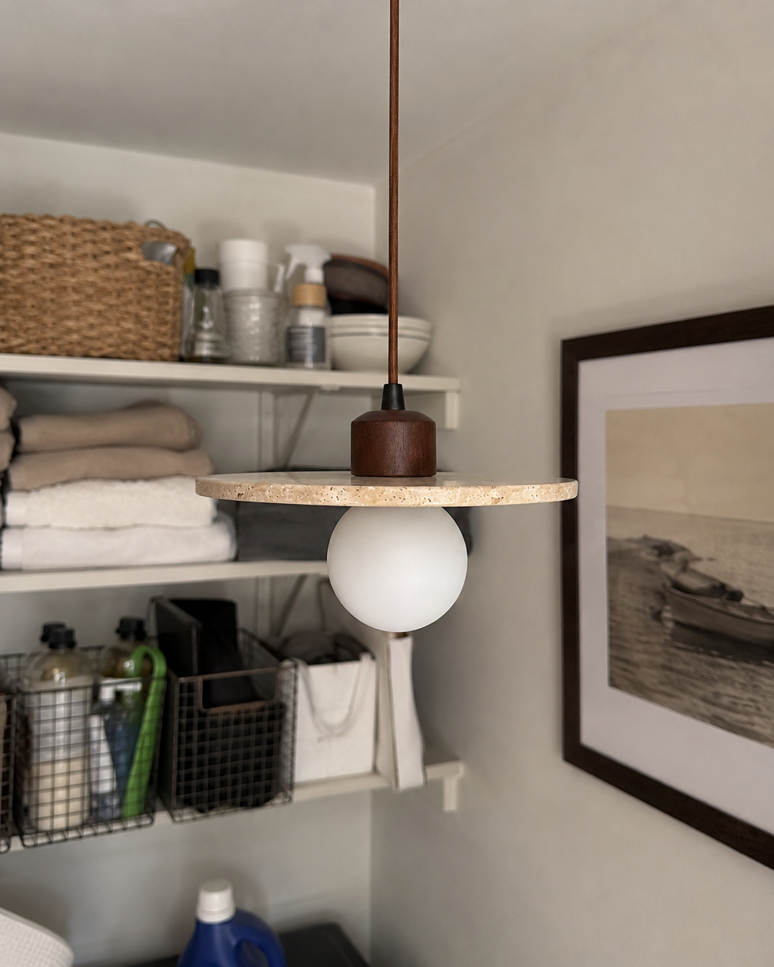 Piatto | Travertine Disc Pendant Light