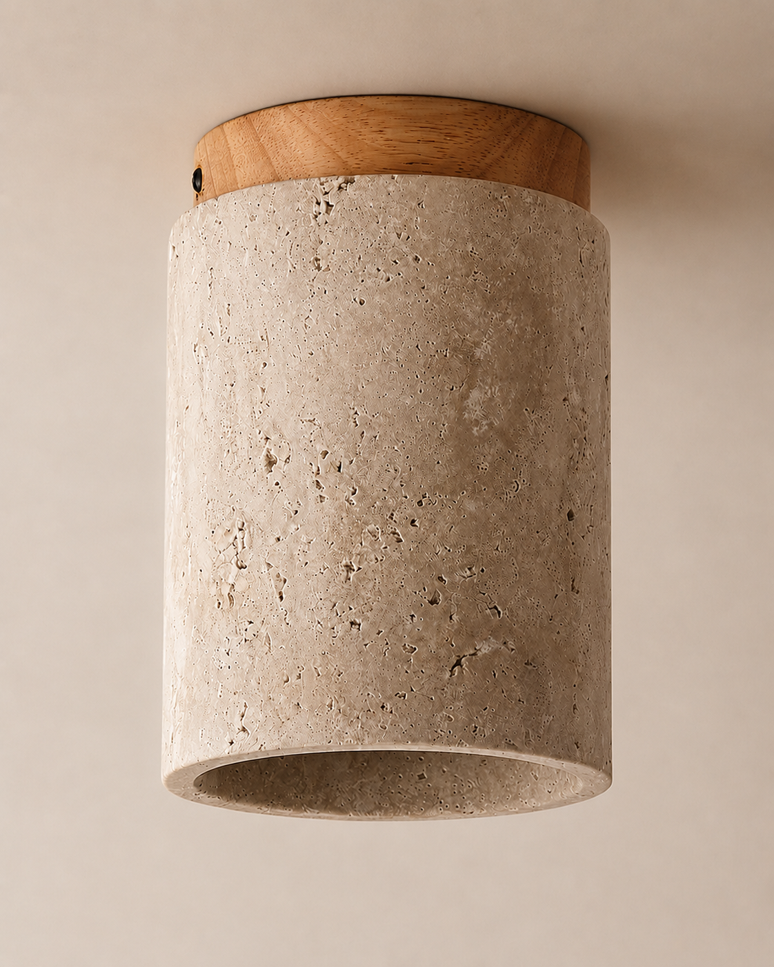 Faro | Yellow Travertine Cylinder Flush Ceiling Light