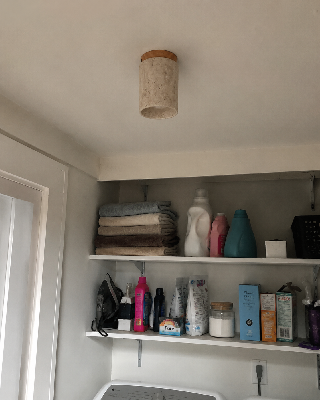 Faro | Yellow Travertine Cylinder Flush Ceiling Light