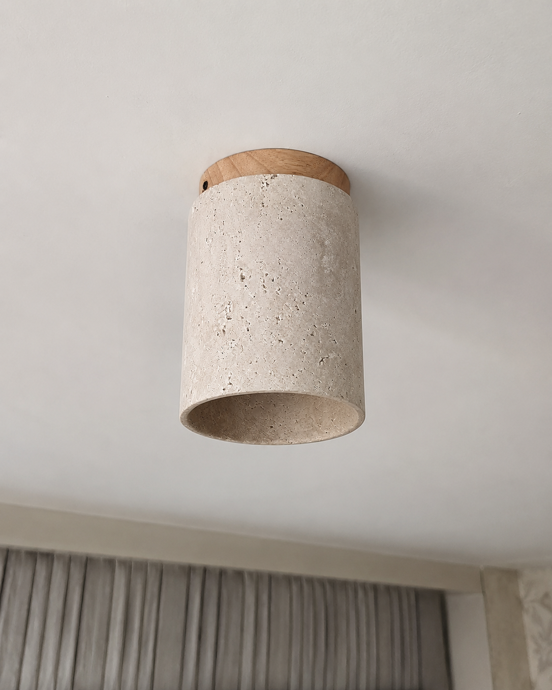 Faro | Yellow Travertine Cylinder Flush Ceiling Light