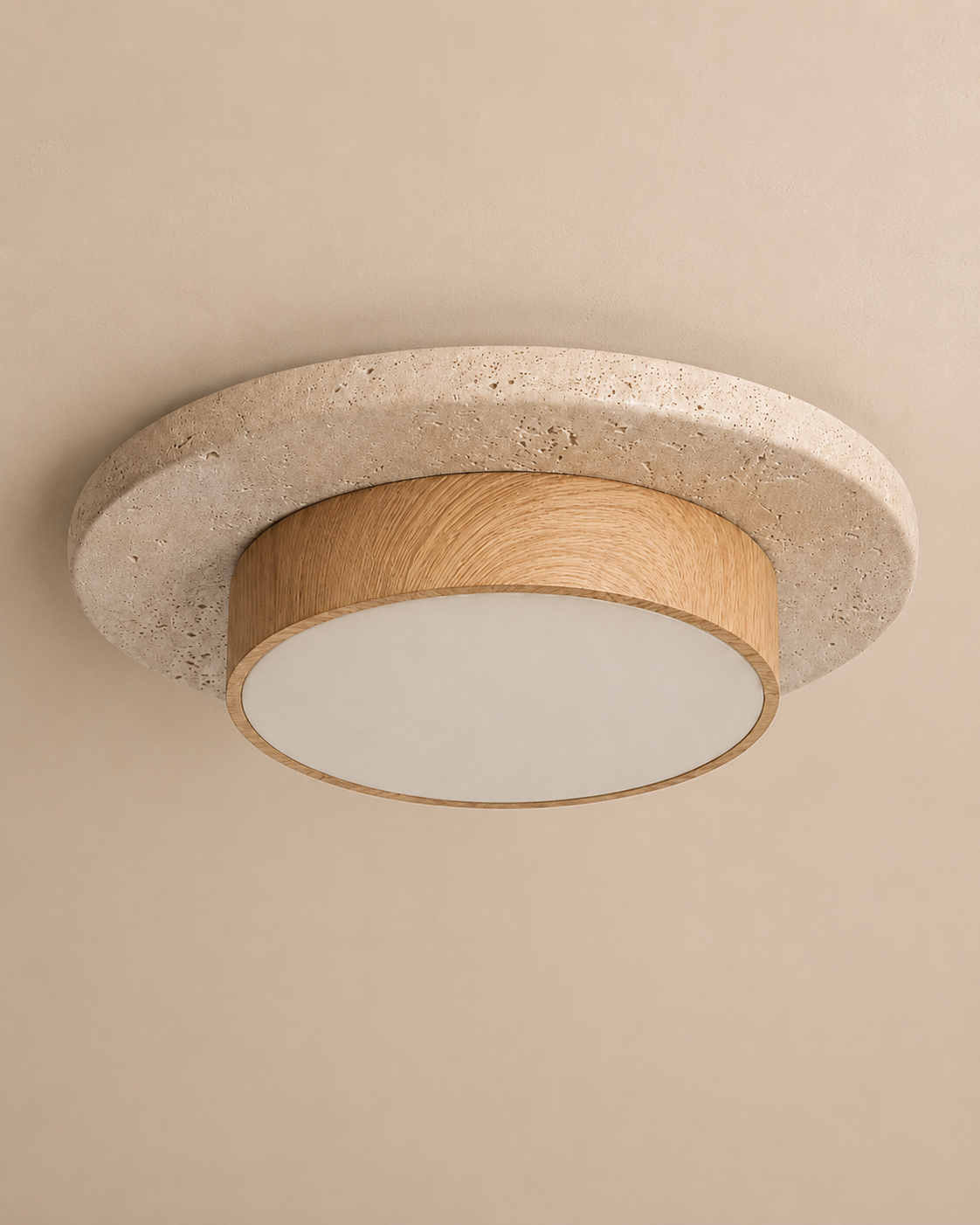 Elara | Travertine Wood Stone Ceiling Light