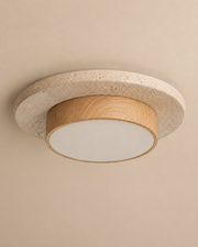 Elara | Travertine Wood Stone Ceiling Light