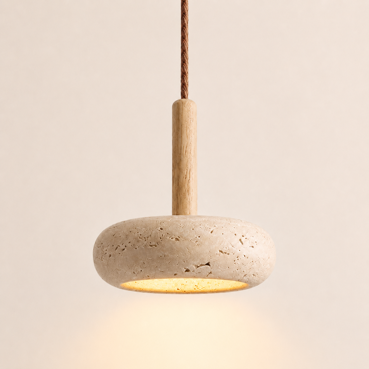 Lune | Travertine Ring Pendant Light