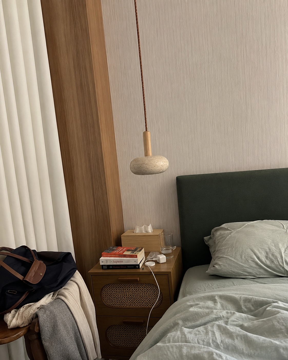 Lune | Travertine Ring Pendant Light