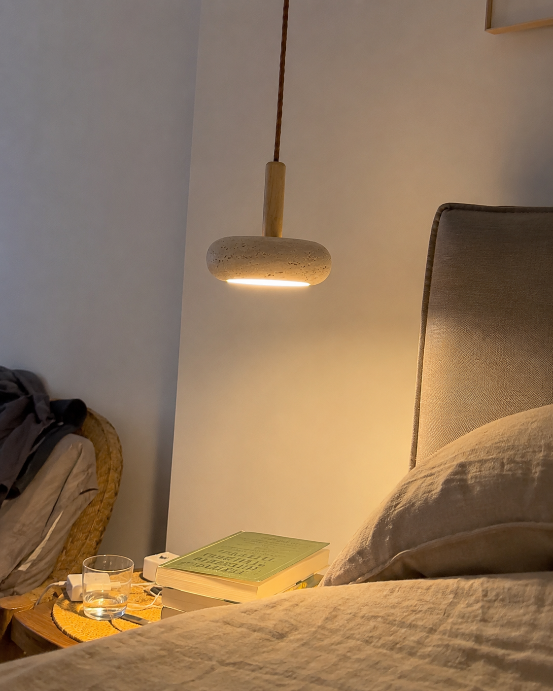 Lune | Travertine Ring Pendant Light