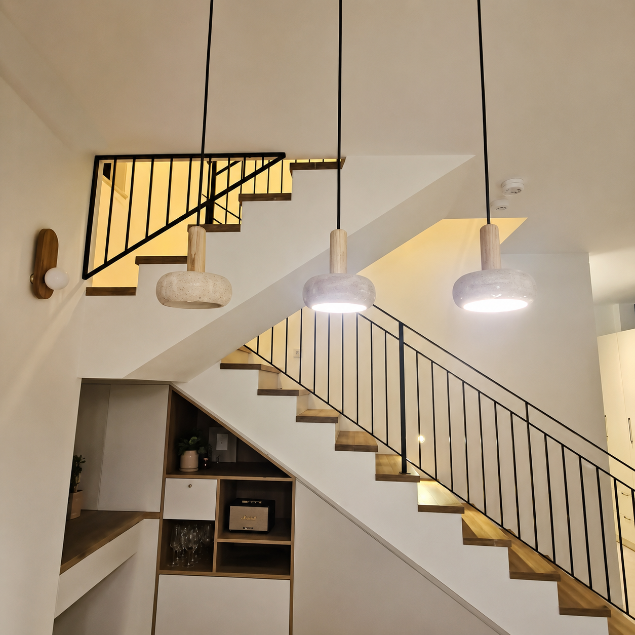 Lune | Travertine Ring Pendant Light
