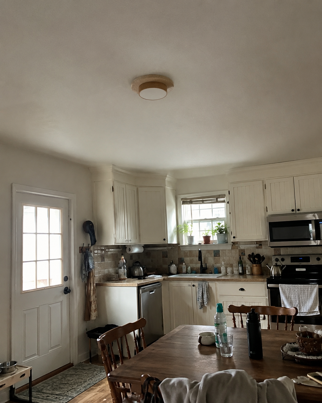 Elara | Travertine Wood Stone Ceiling Light