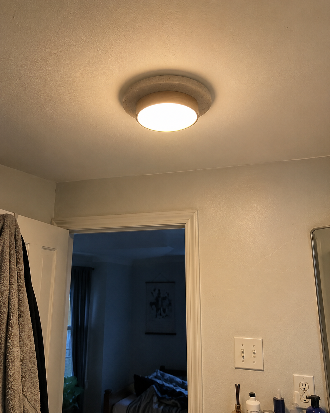 Elara | Travertine Wood Stone Ceiling Light
