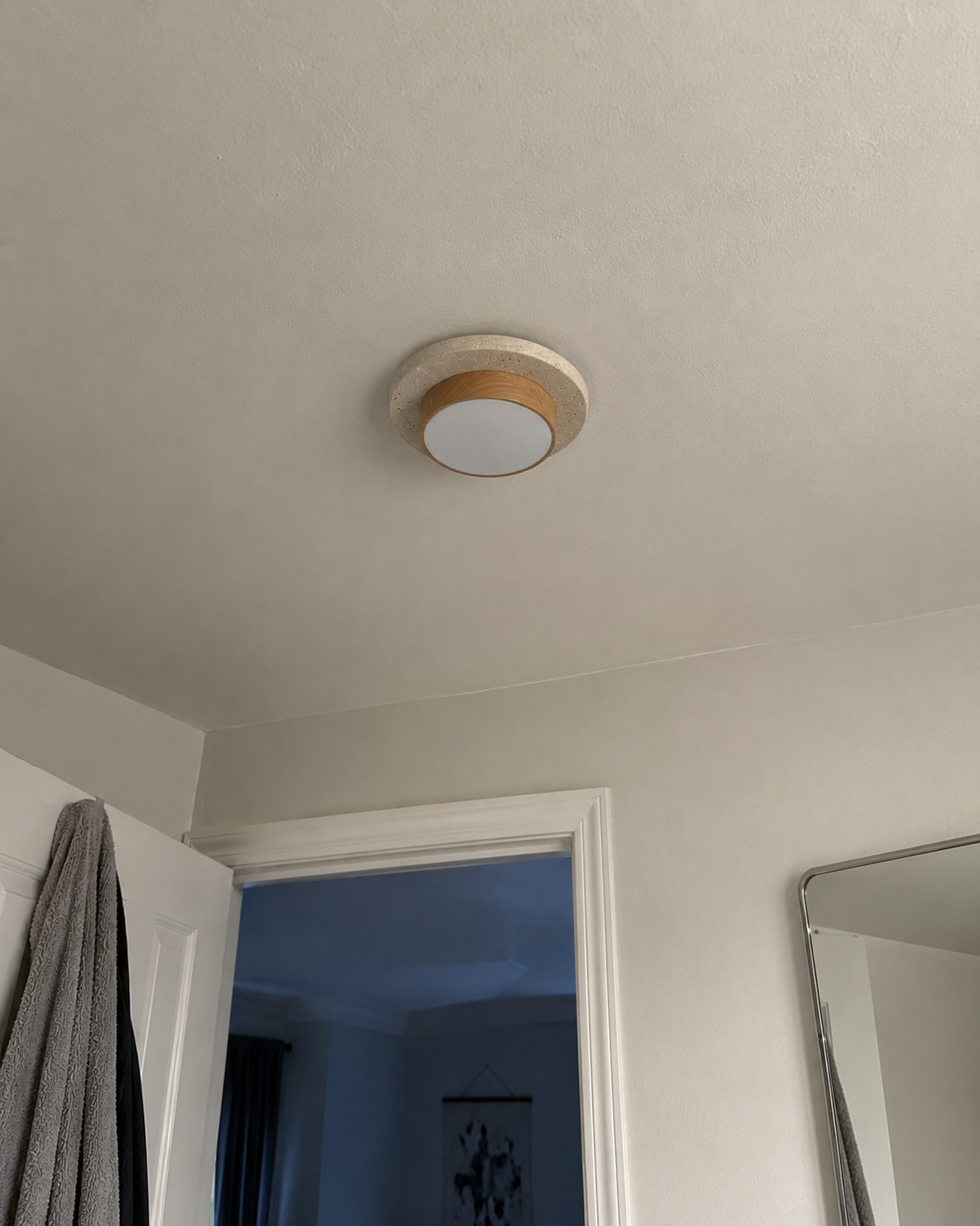 Elara | Travertine Wood Stone Ceiling Light