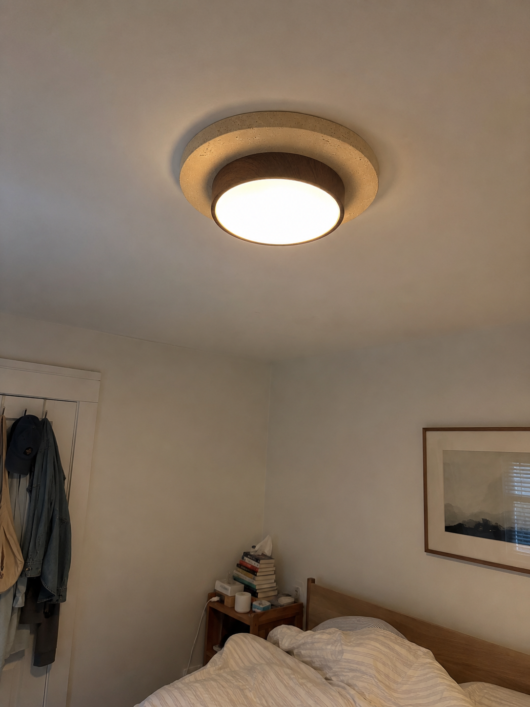 Elara | Travertine Wood Stone Ceiling Light