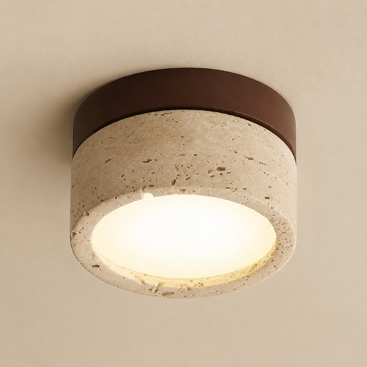 Ember | Travertine Flush Mount Ceiling Light