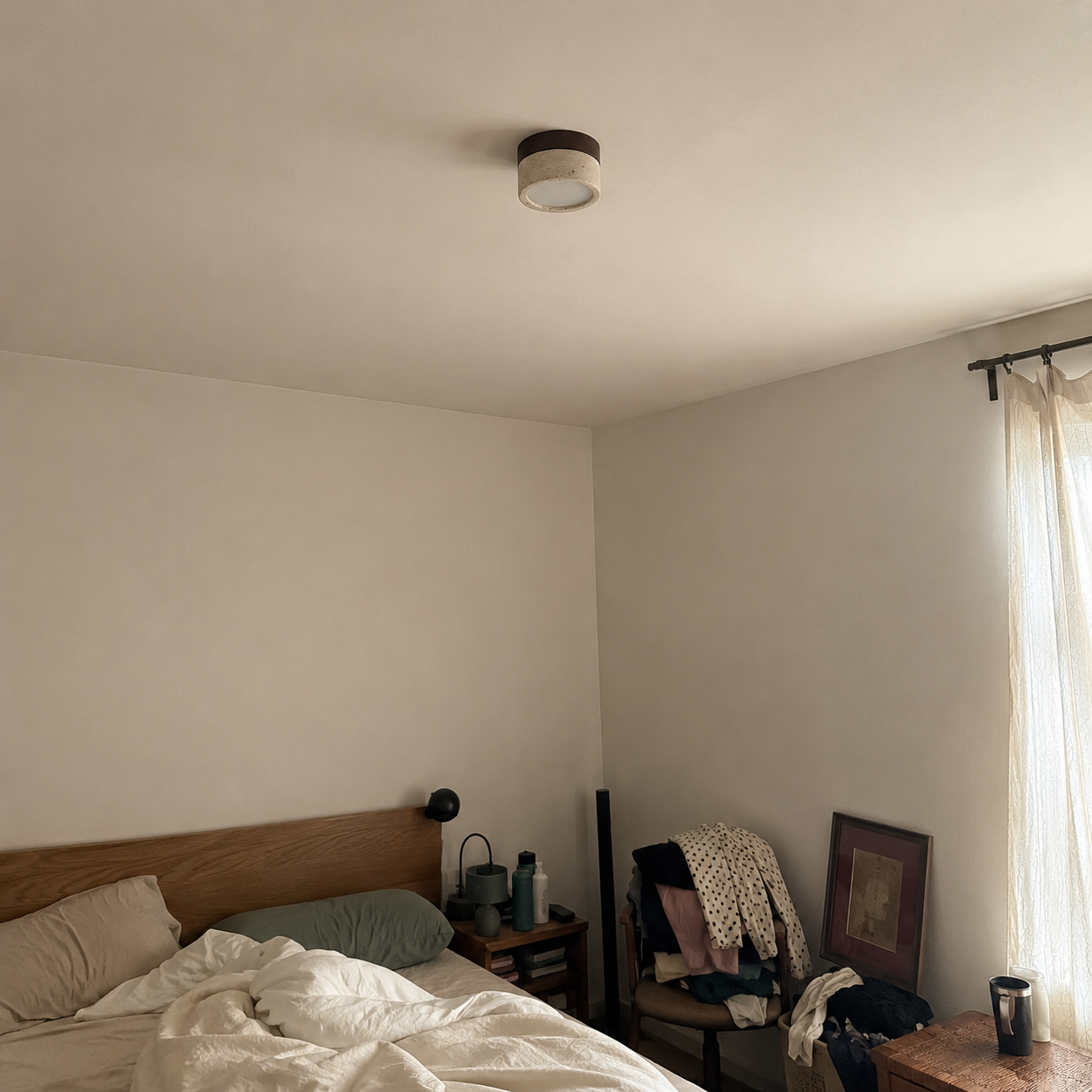Ember | Travertine Flush Mount Ceiling Light