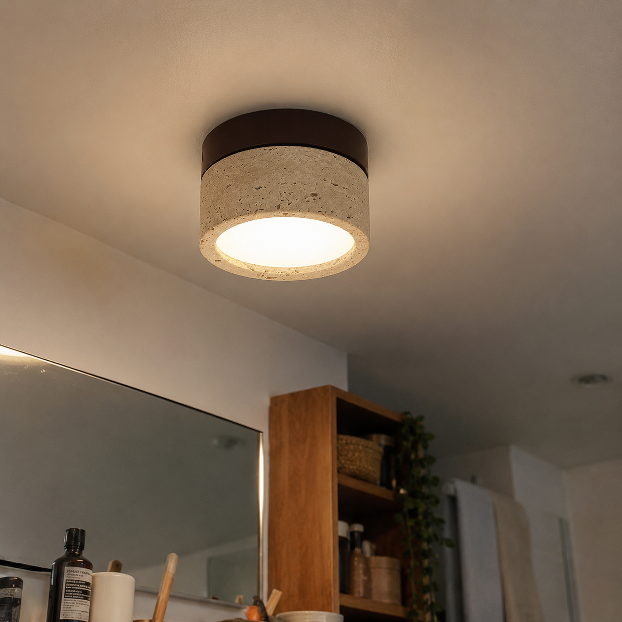 Ember | Travertine Flush Mount Ceiling Light
