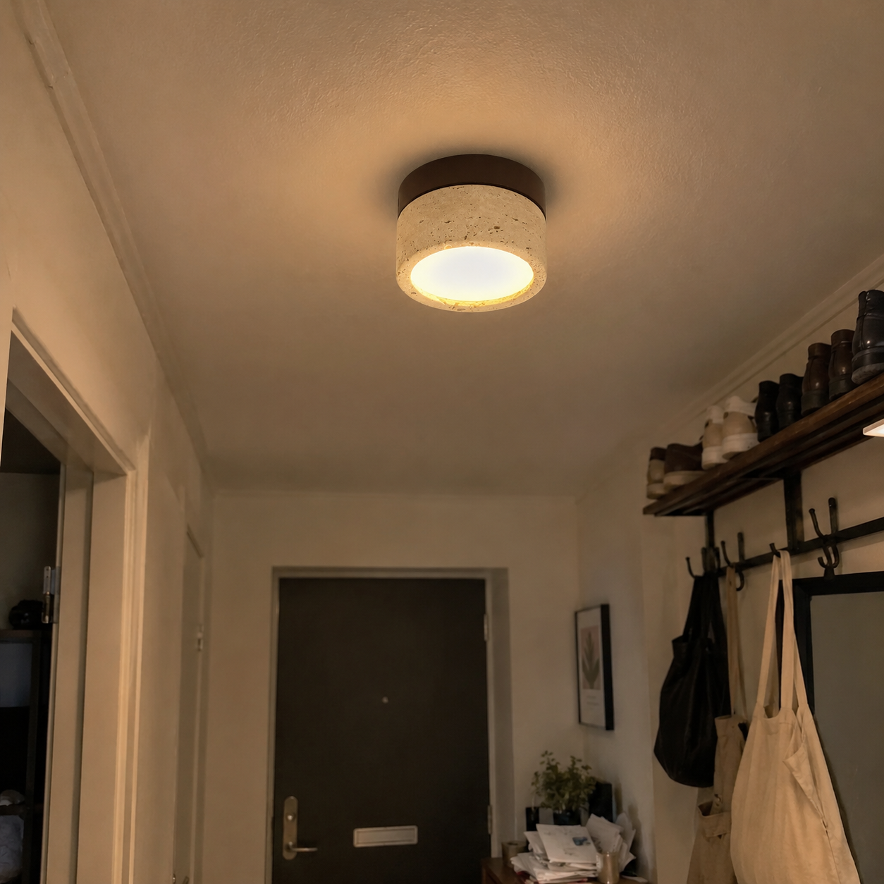Ember | Travertine Flush Mount Ceiling Light