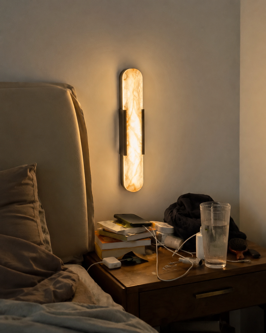 Aria | Alabaster Brass Wall Sconce