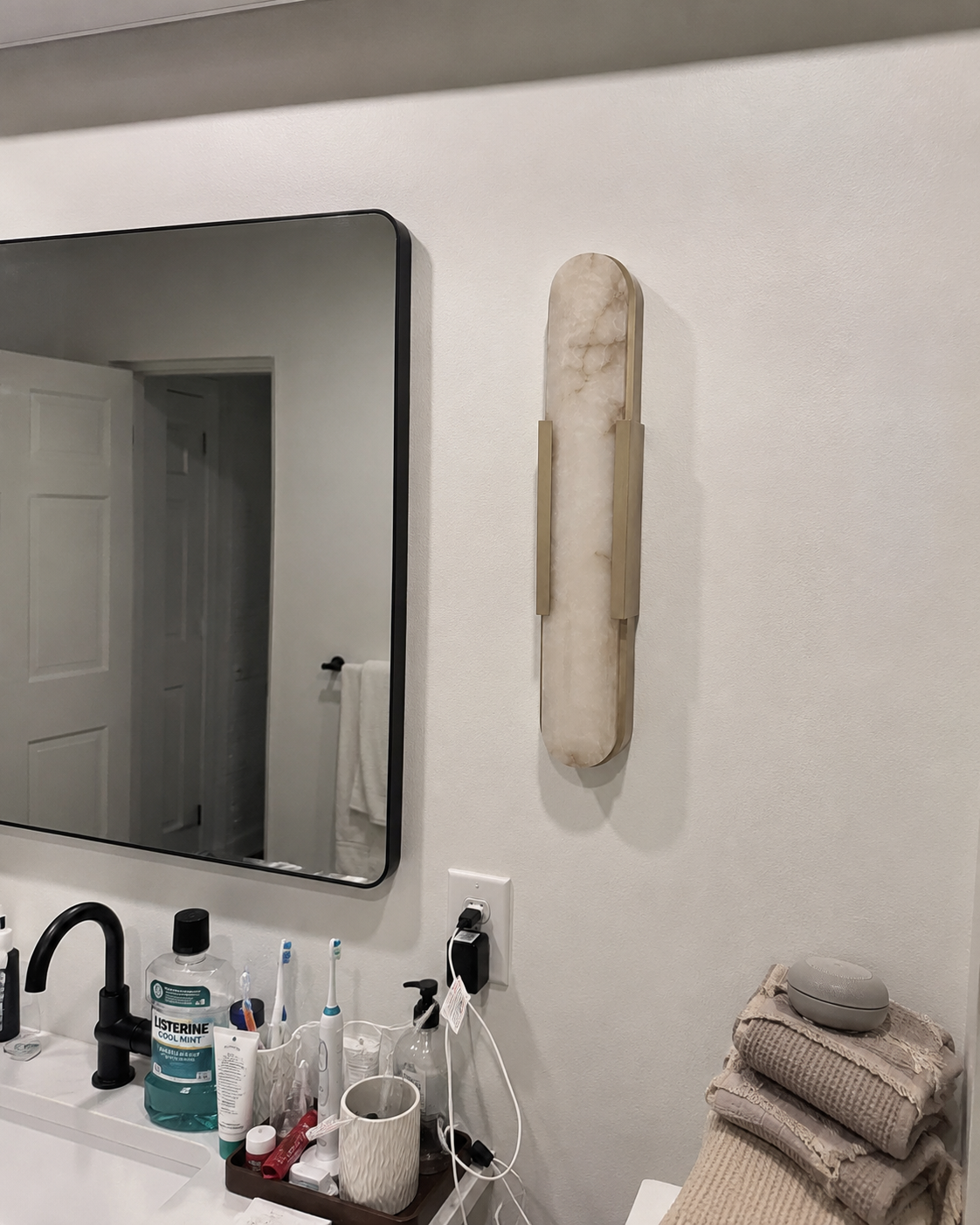 Aria | Alabaster Brass Wall Sconce