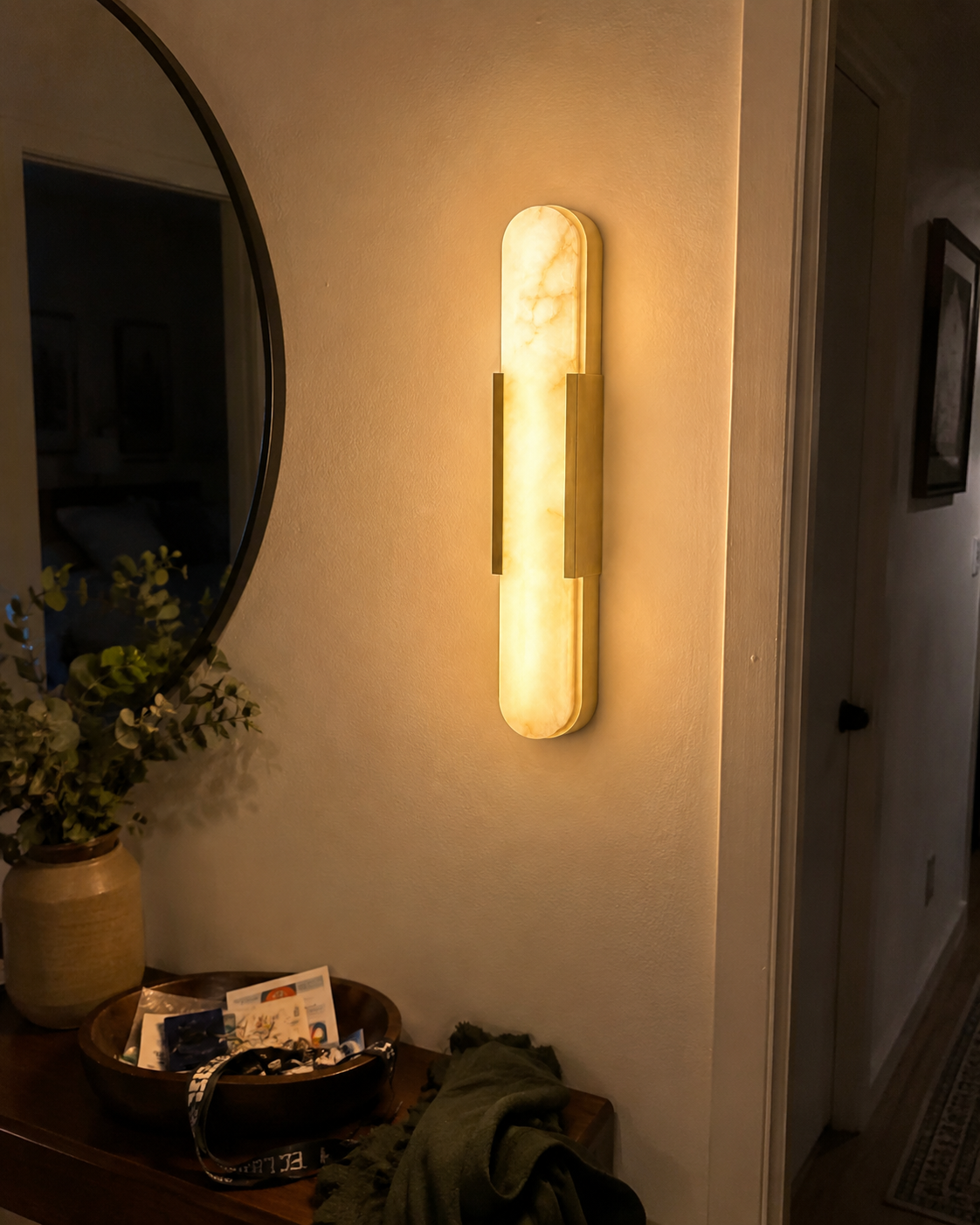 Aria | Alabaster Brass Wall Sconce