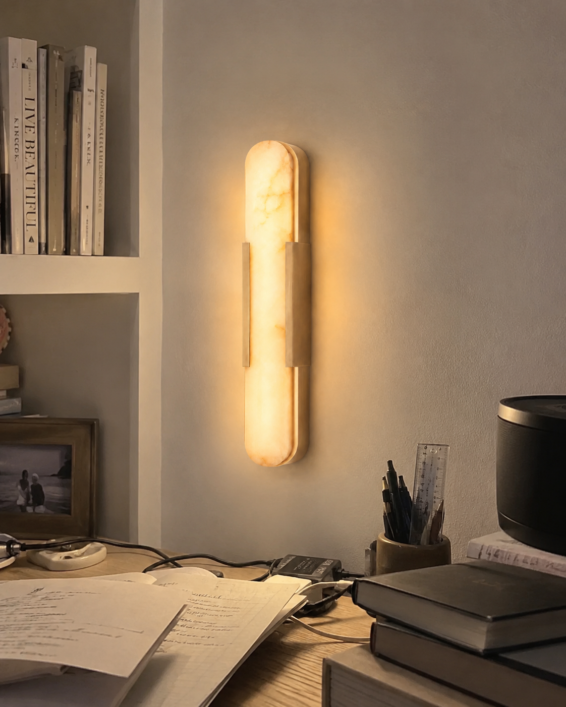 Aria | Alabaster Brass Wall Sconce