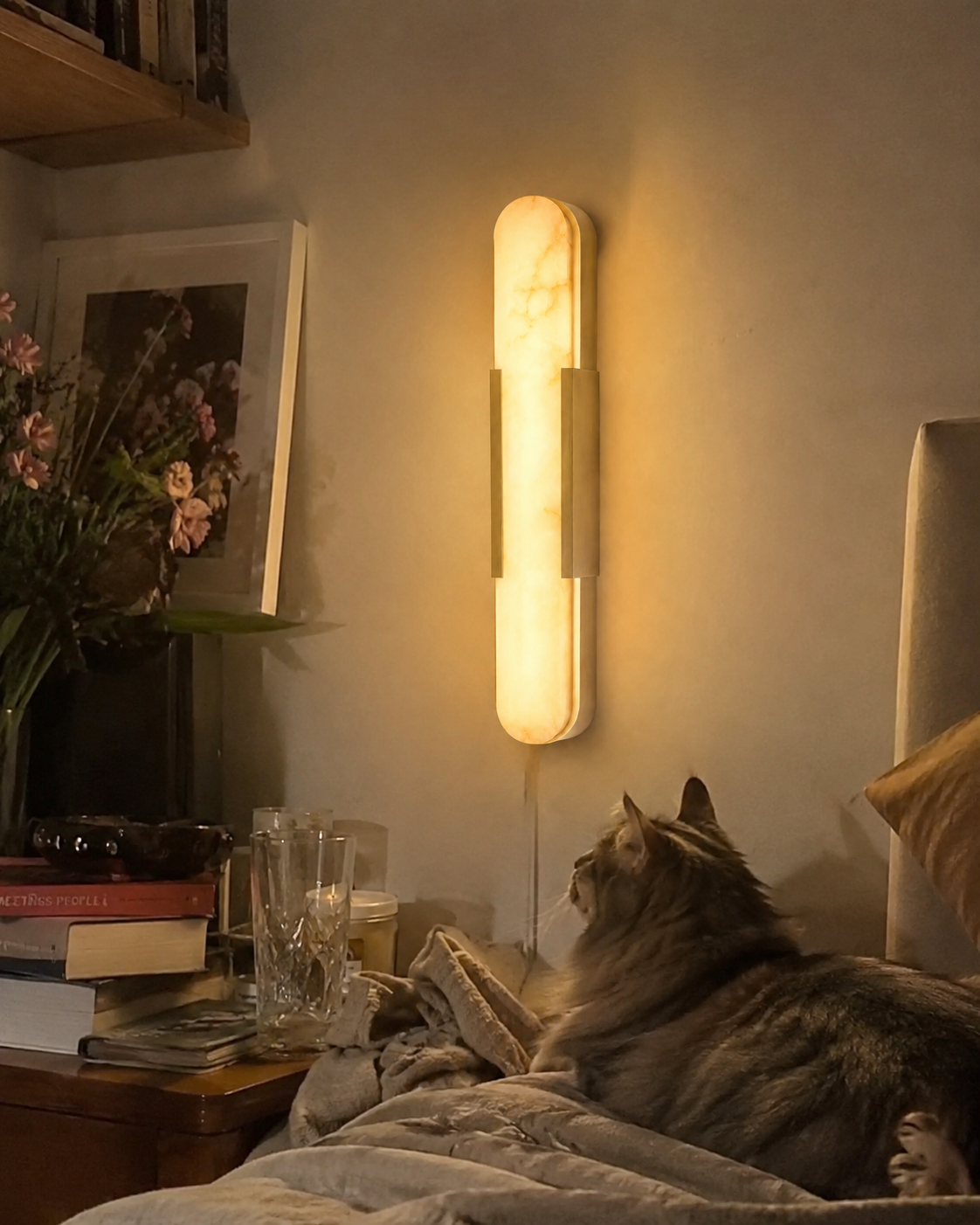 Aria | Alabaster Brass Wall Sconce