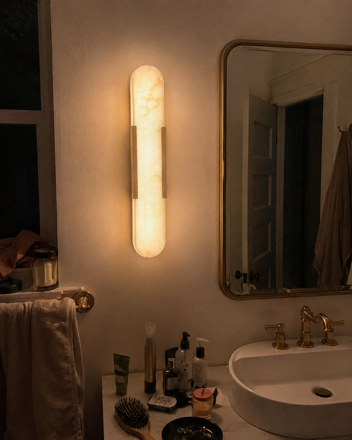 Aria | Alabaster Brass Wall Sconce