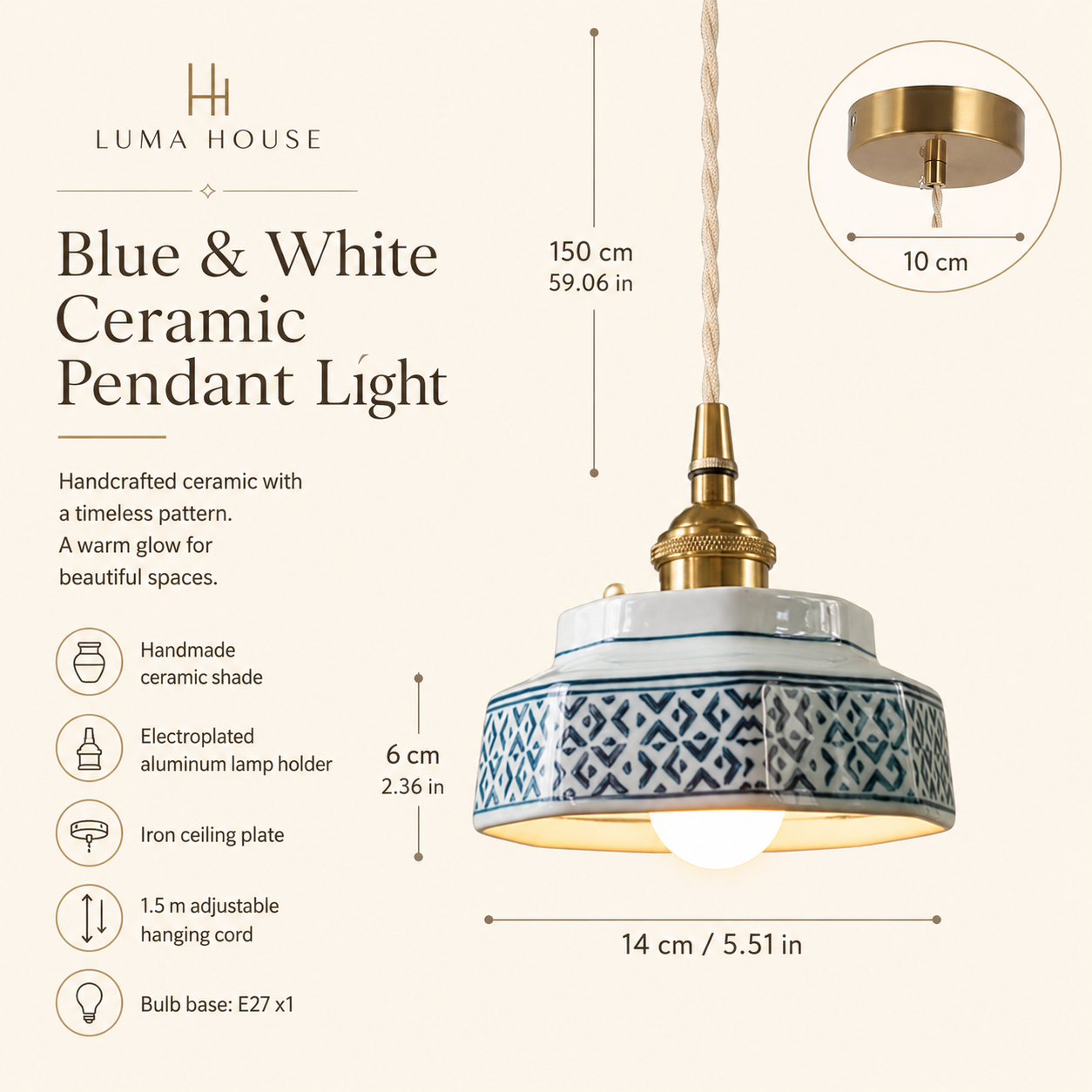Taro | Retro Ceramic Pendant Light