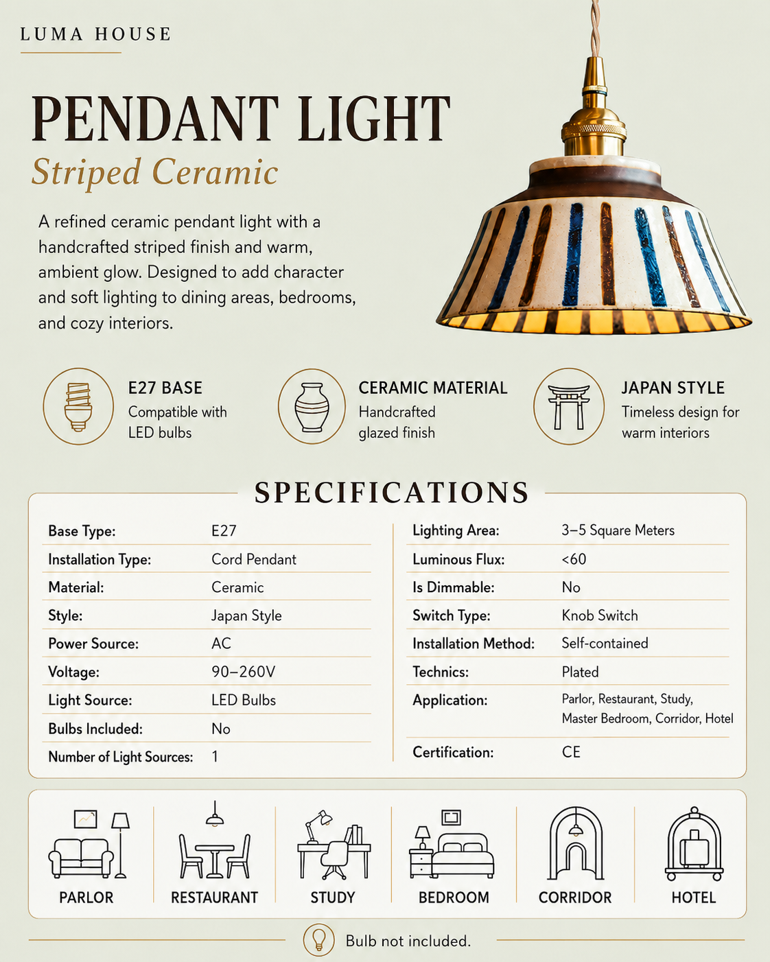 Wei | Retro Ceramic Pendant Light