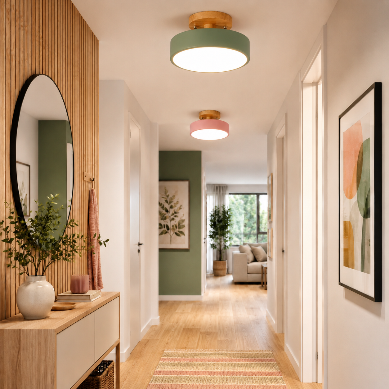 Anders | Nordic Round Wood Flush Mount Ceiling Light
