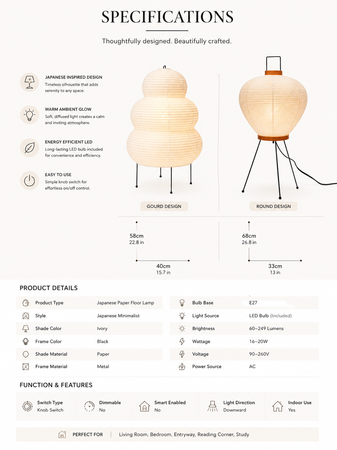 Ren | Japanese Paper Lantern Lamp