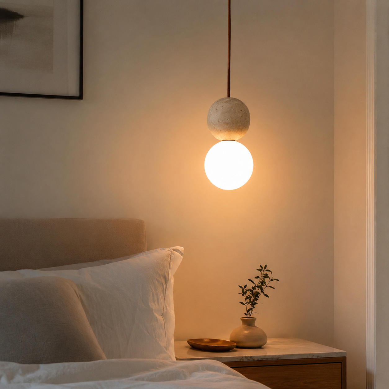 Callum | Travertine Globe Pendant