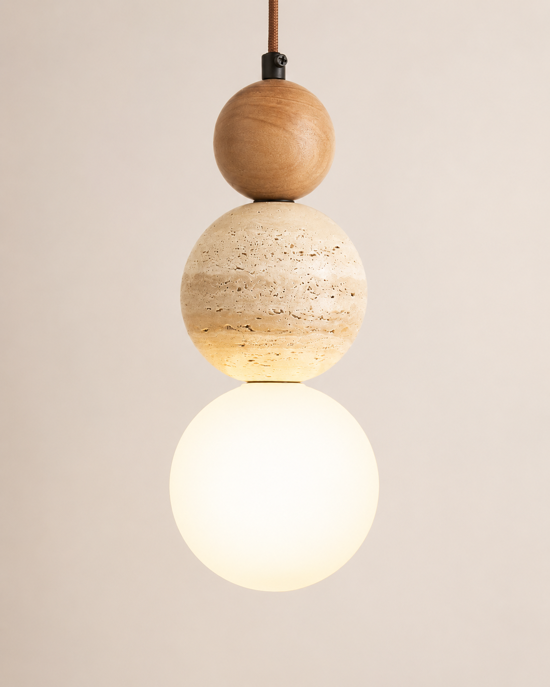 Briar | Travertine Wood Globe Pendant Light