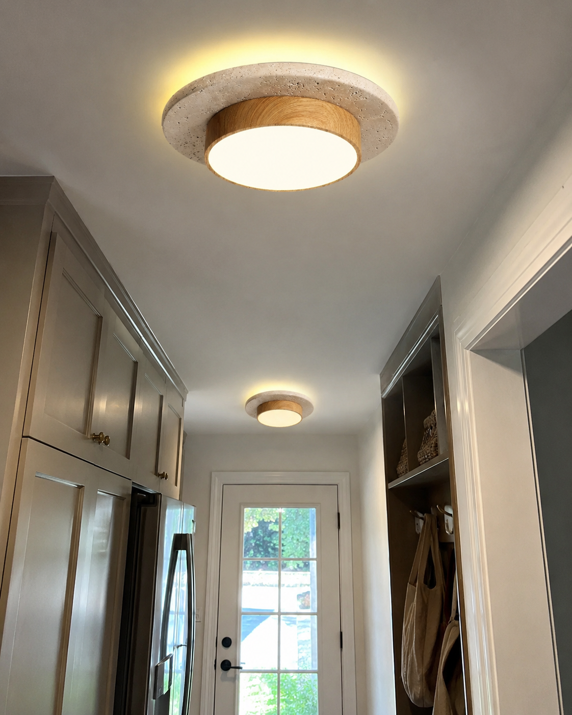 Elara | Travertine Wood Stone Ceiling Light