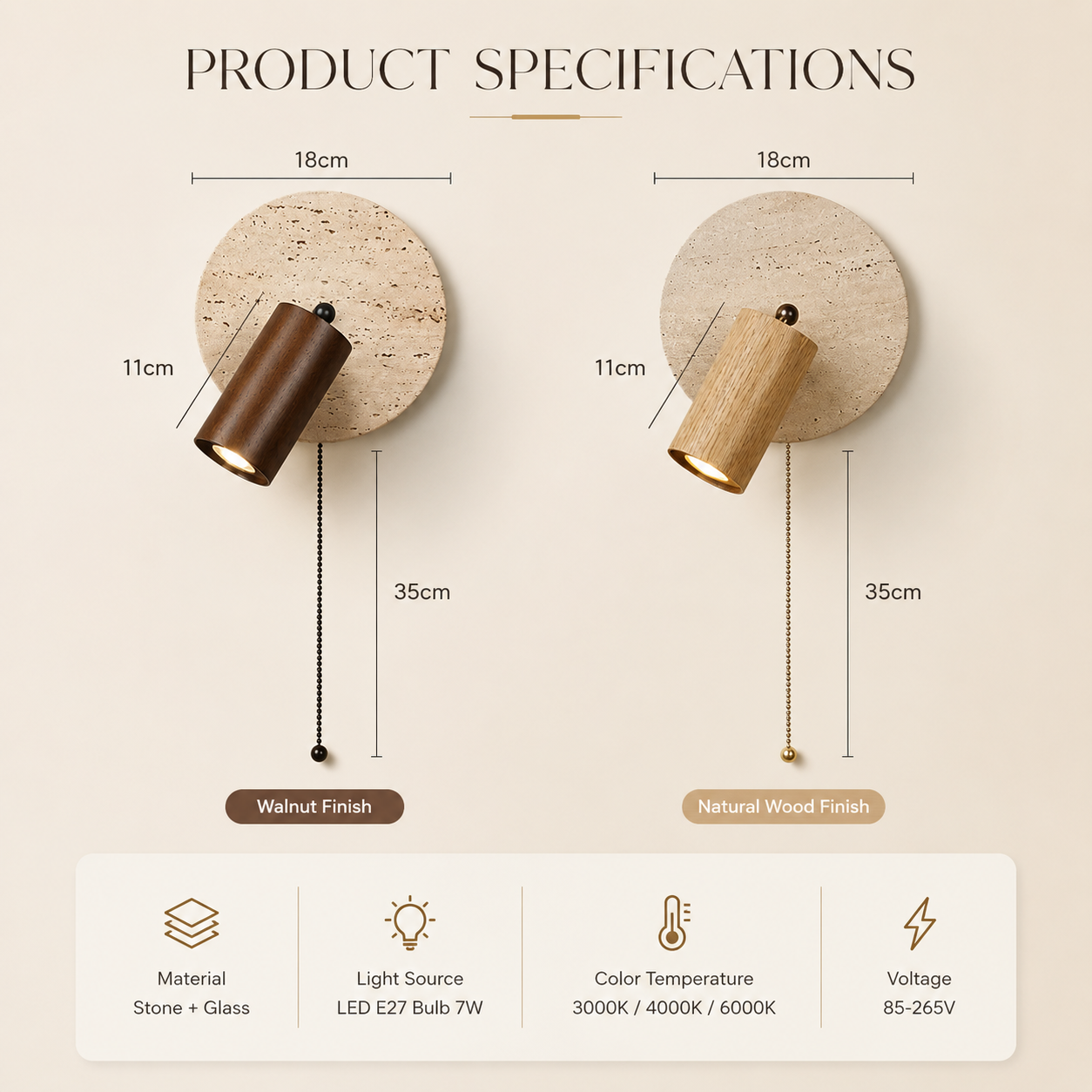 Mado | Travertine Reading Wall Sconce