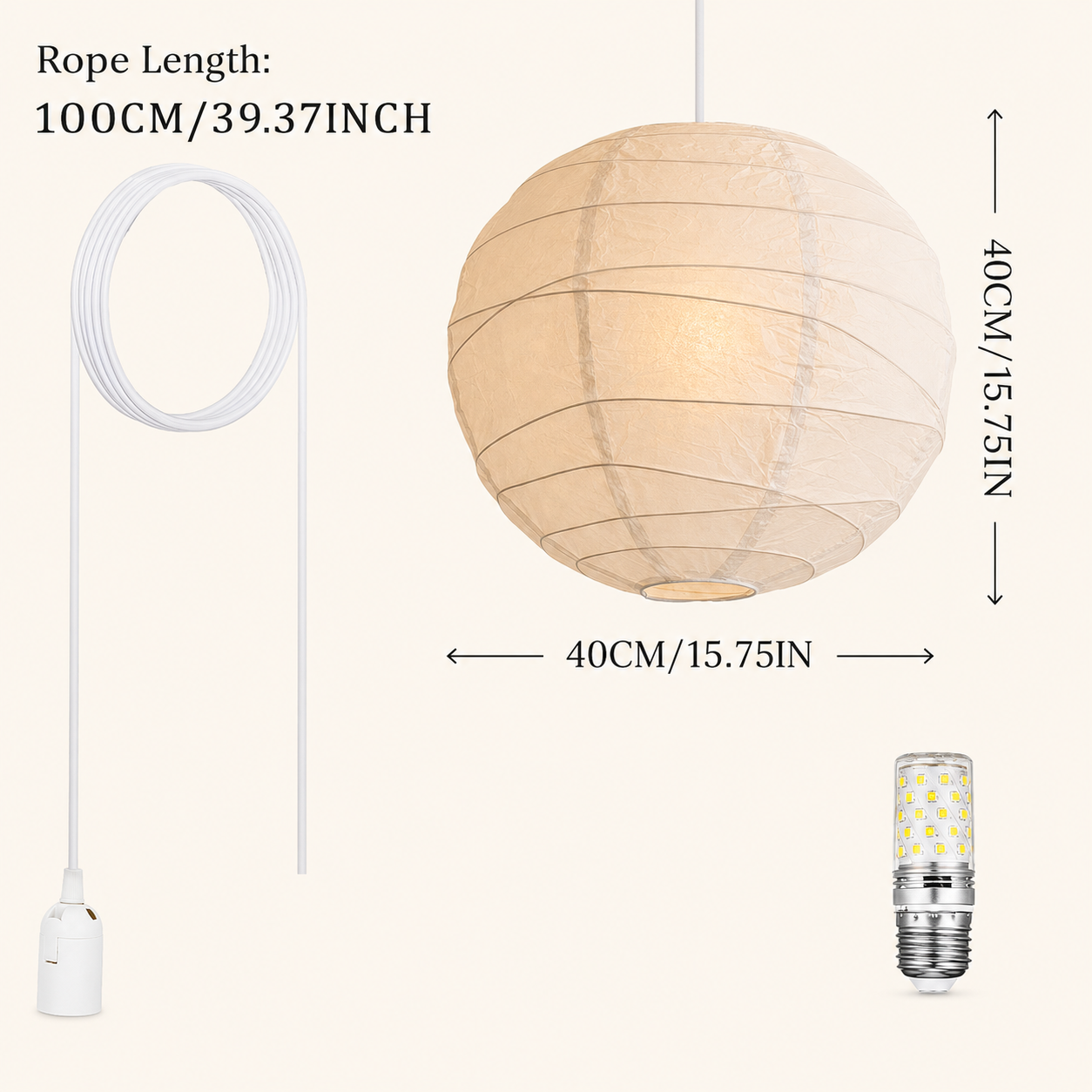 Emiko | Japanese Rice Paper Pendant Light