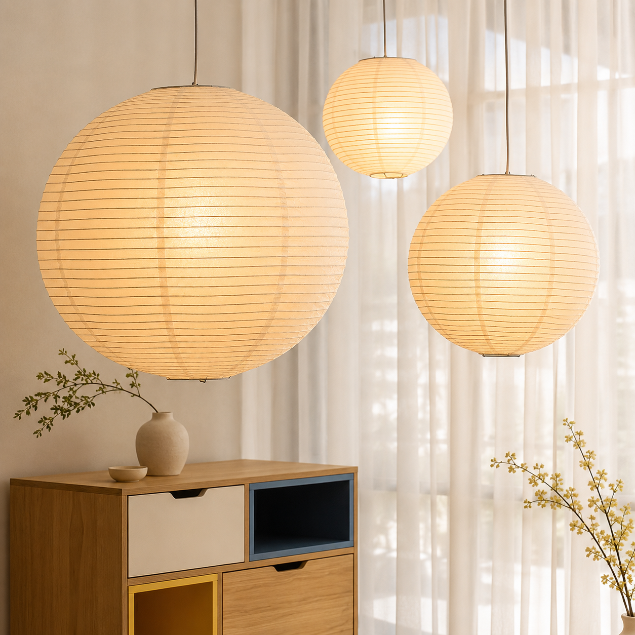 Emiko | Japanese Rice Paper Pendant Light
