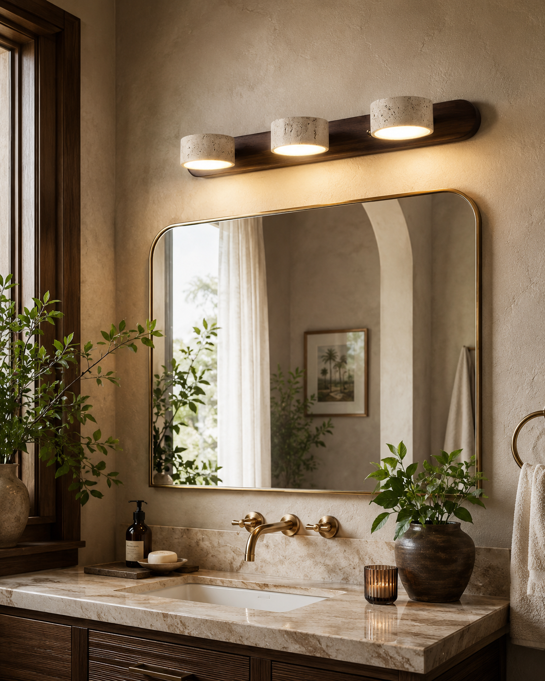 Reid | Travertine Duo LED Wall Light