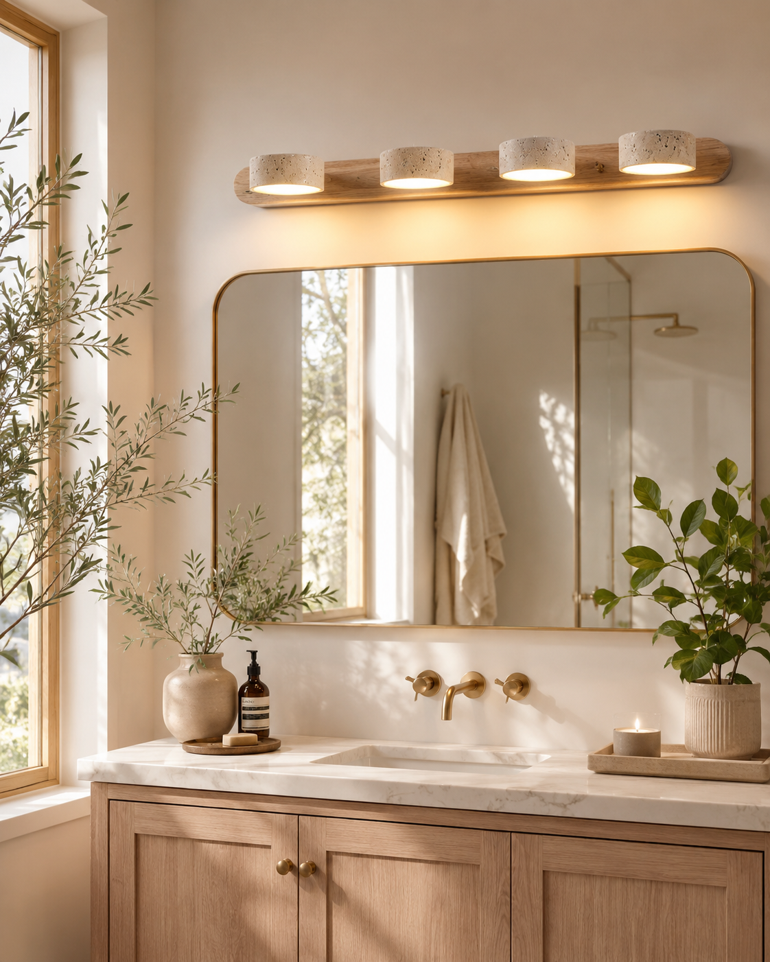 Reid | Travertine Duo LED Wall Light