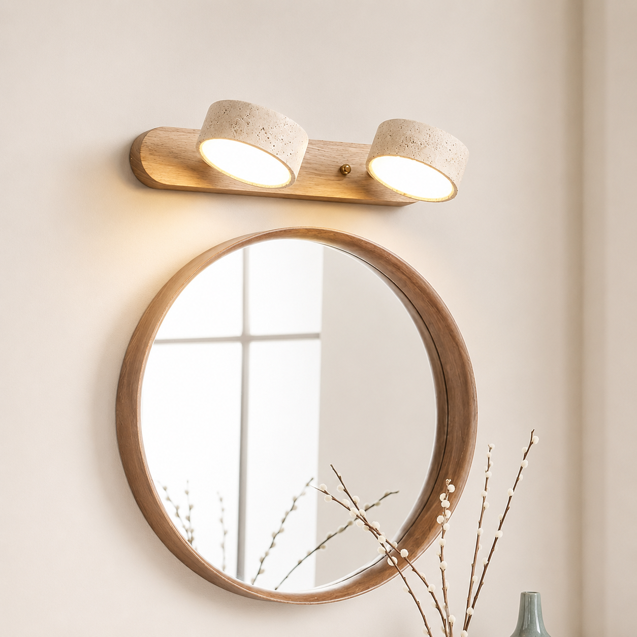Reid | Travertine Duo LED Wall Light