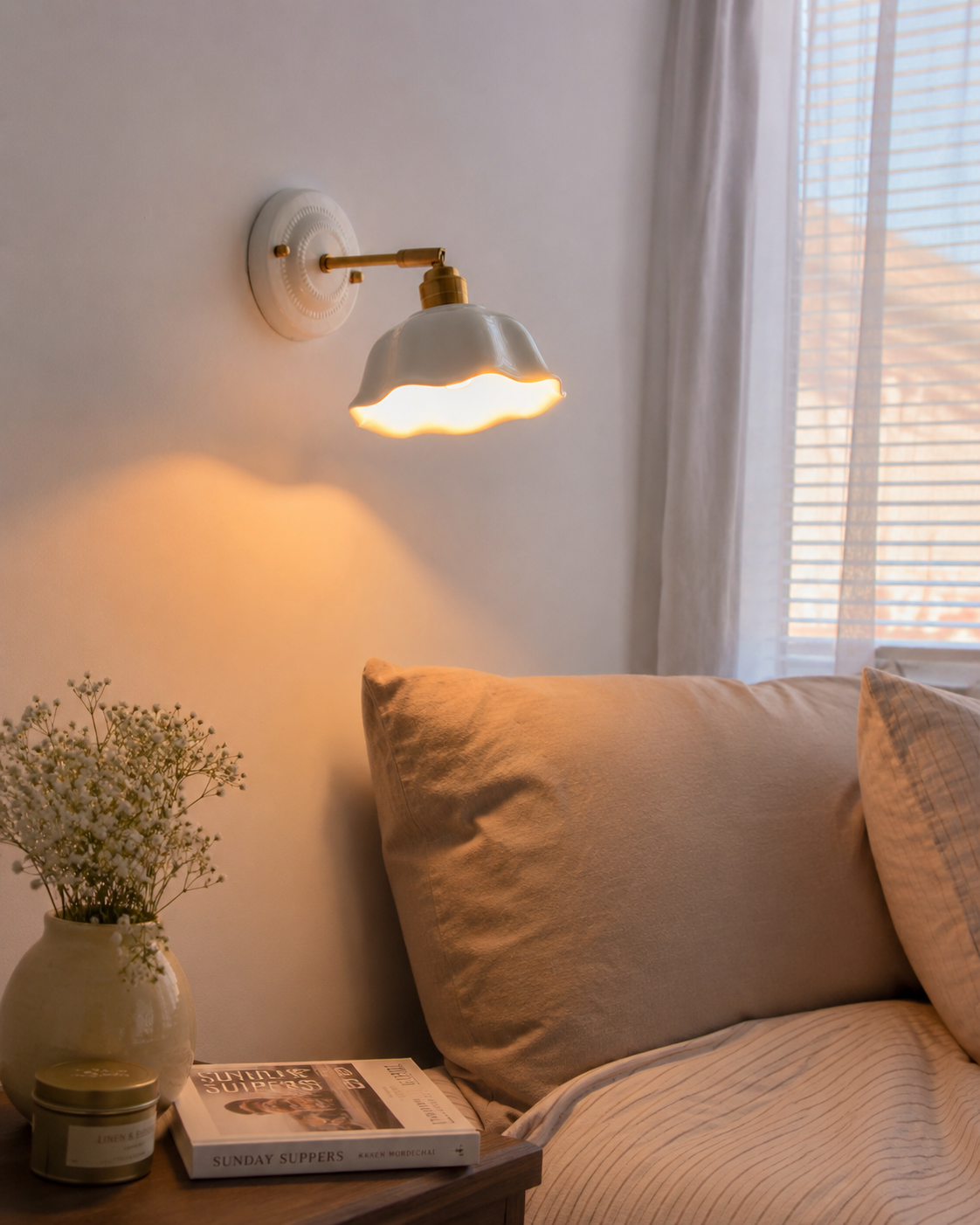 Margot | White Ceramic Copper Wall Sconce