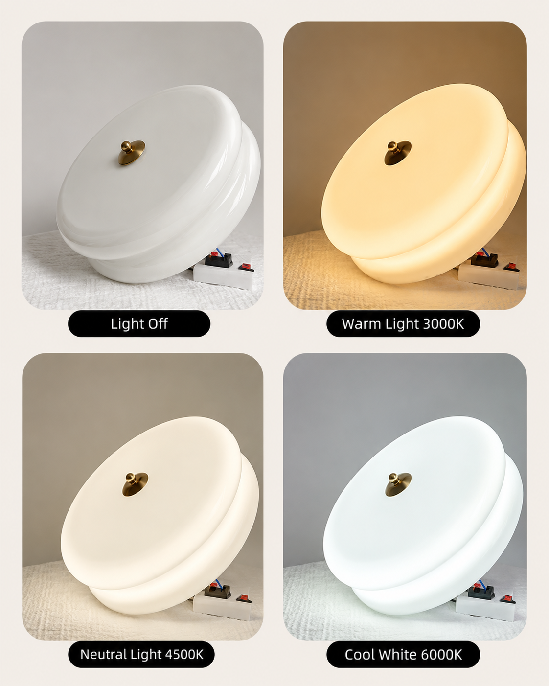 Nora | French Cream Halo Ceiling Light
