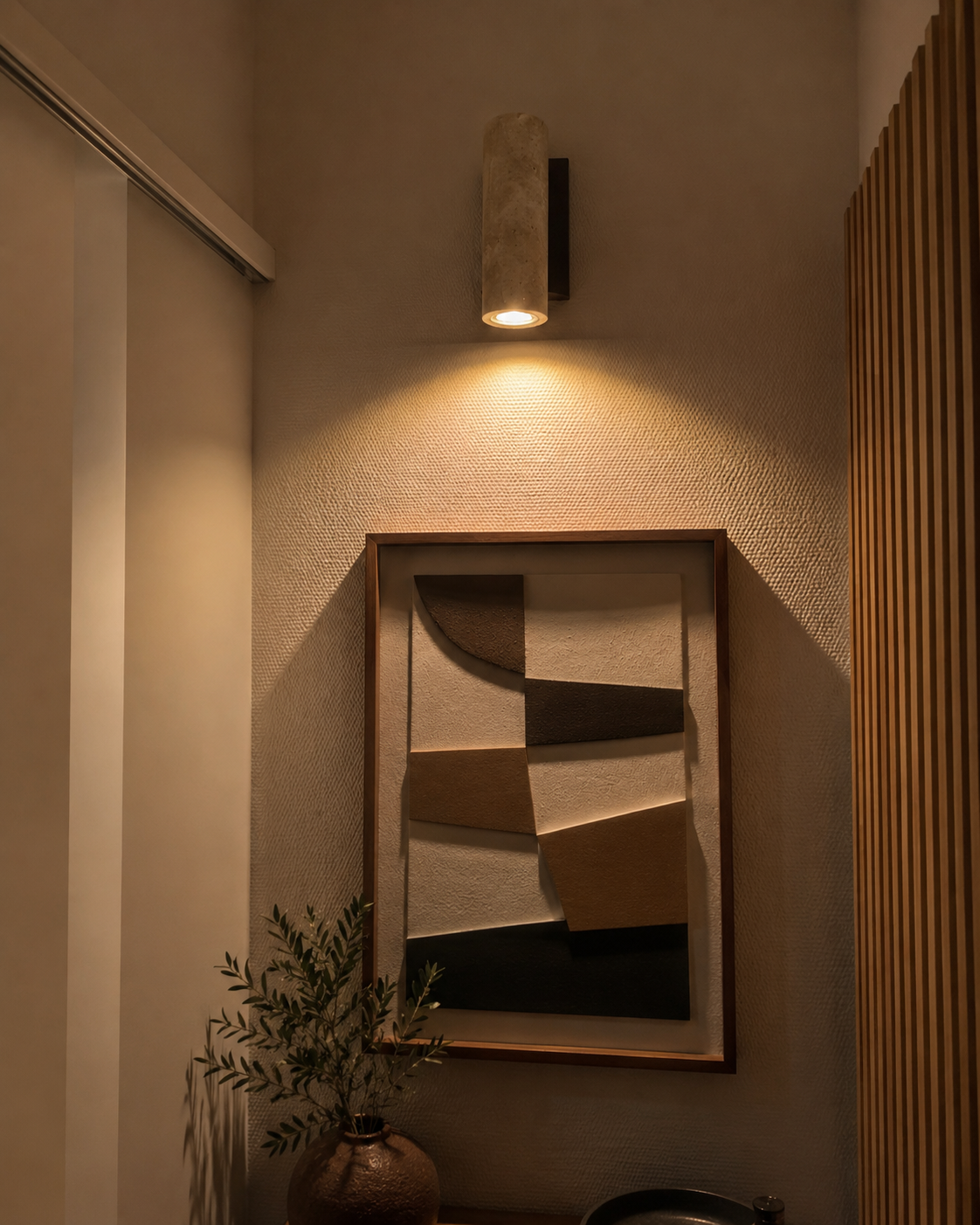 Solene | Wabi Sabi Travertine Wall Sconce