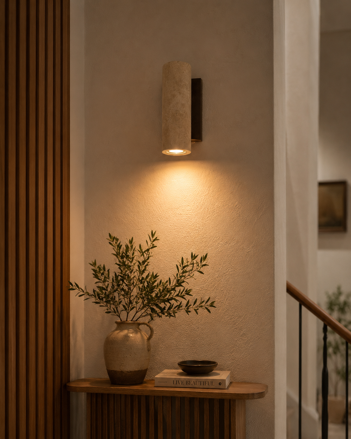 Solene | Wabi Sabi Travertine Wall Sconce