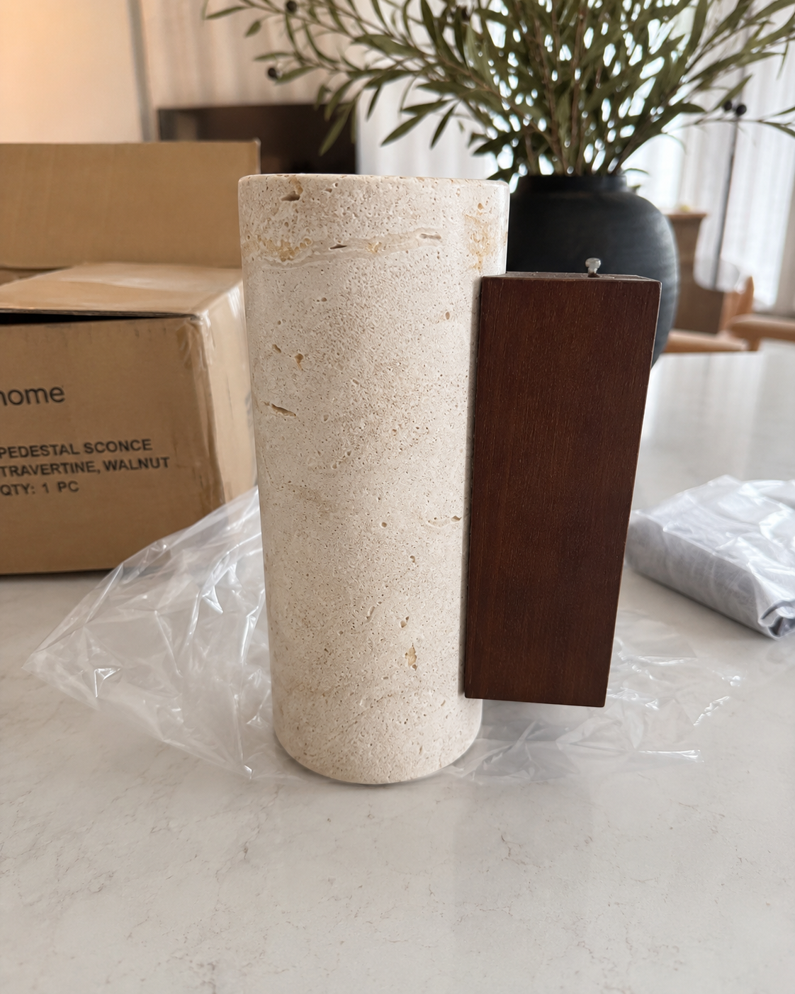 Solene | Wabi Sabi Travertine Wall Sconce